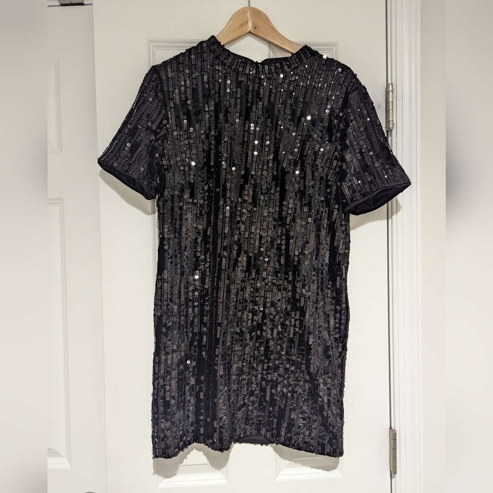 Festive Sequin Mini Shift Dress - image 1